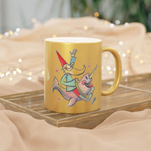 Load image into Gallery viewer, Metallic Gnome & Narwhal Mug (Silver / Gold)