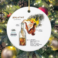 Load image into Gallery viewer, The 2025 Illustrated Molotov Cocktail - Ceramic Ornament
